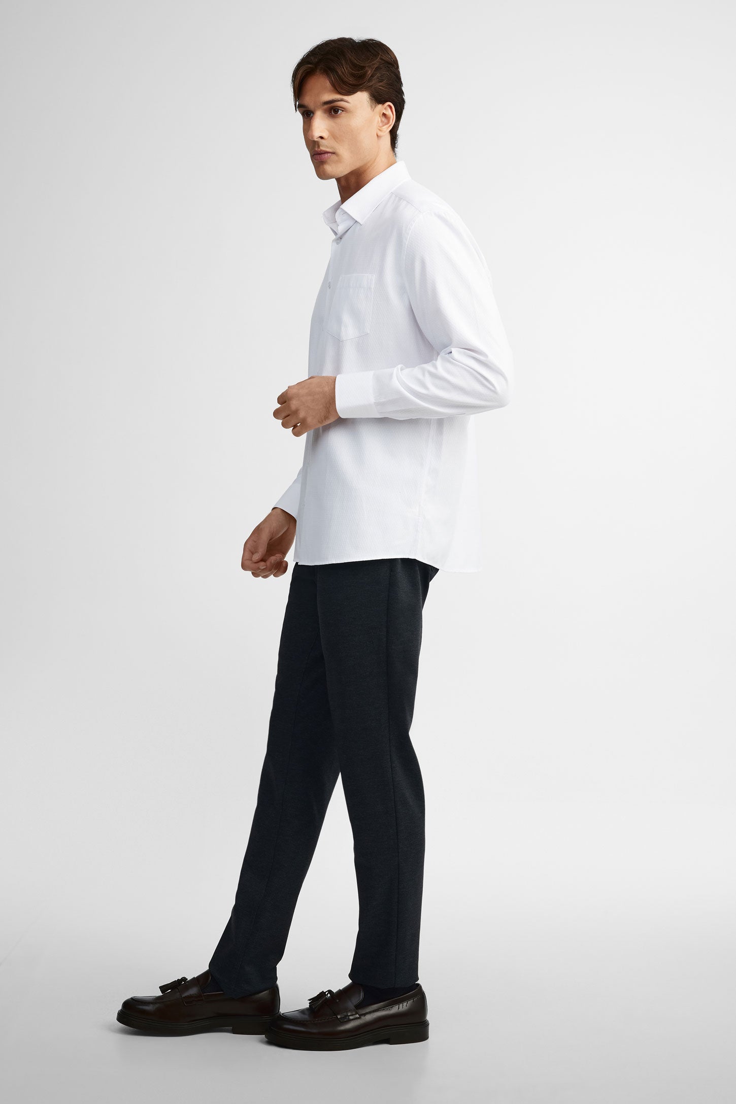 Chemise texturée coupe régulière - Homme && BLANC