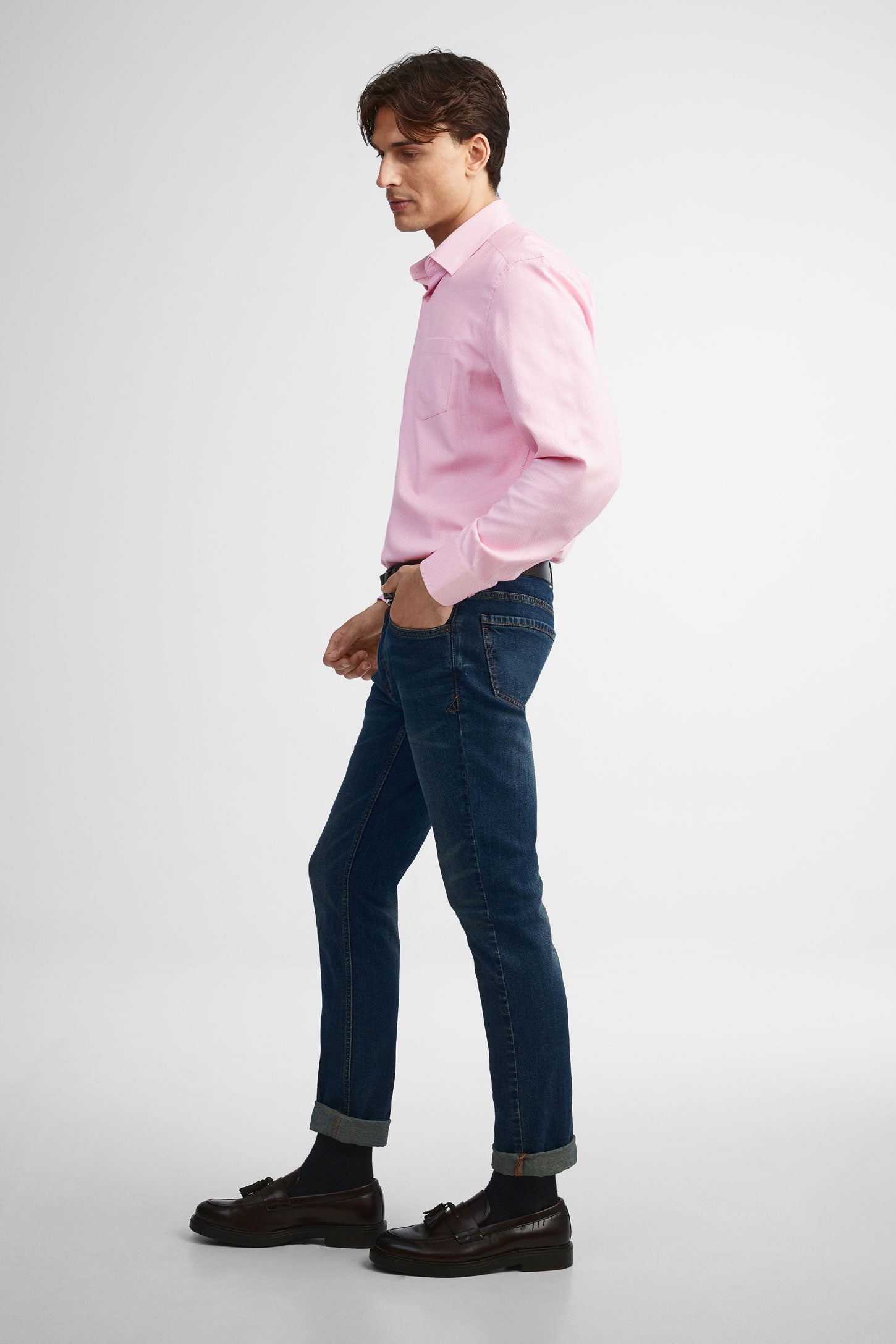 Chemise texturée coupe régulière - Homme && ROSE