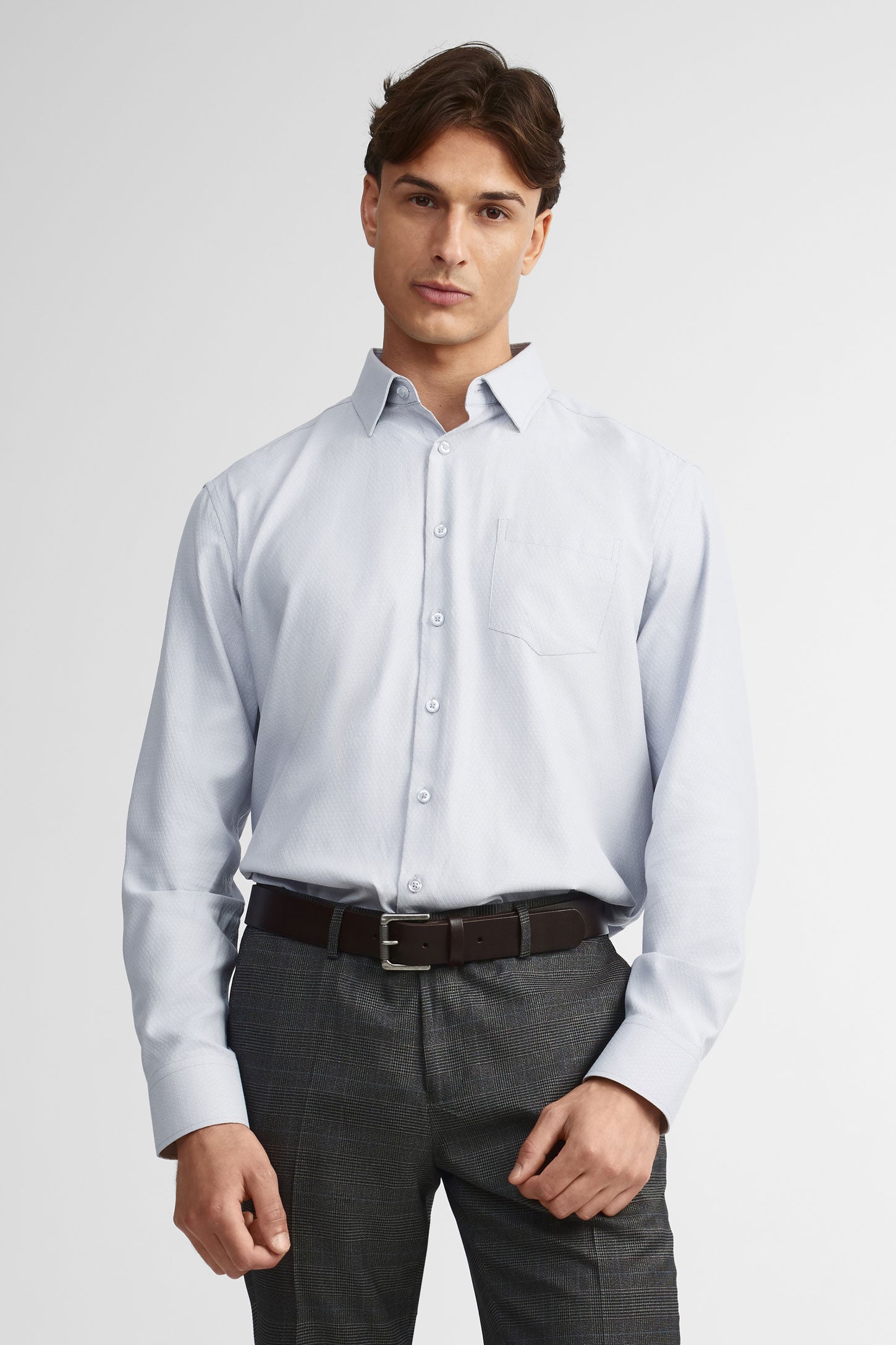 Chemise texturée coupe régulière - Homme && GRIS