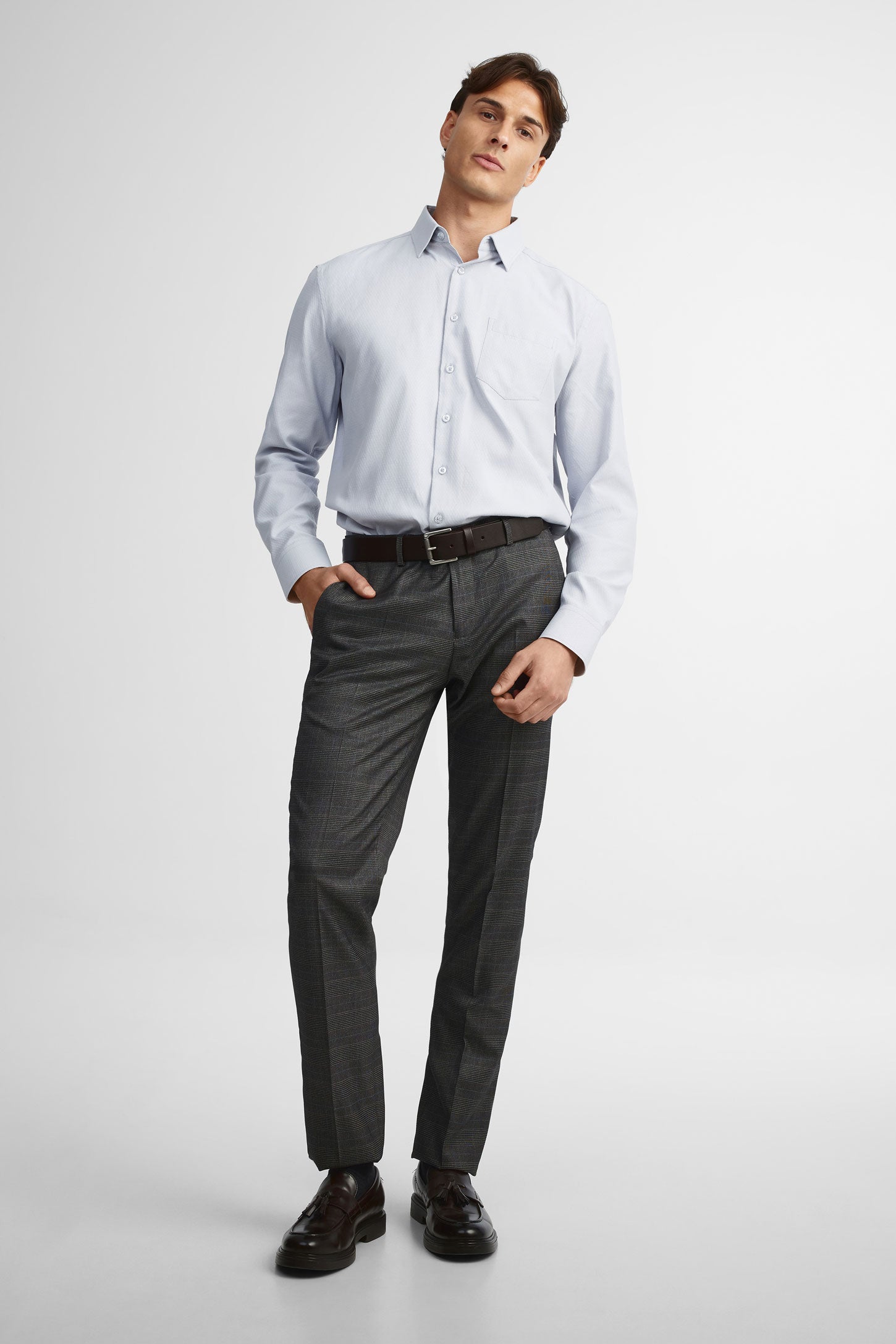 Chemise texturée coupe régulière - Homme && GRIS