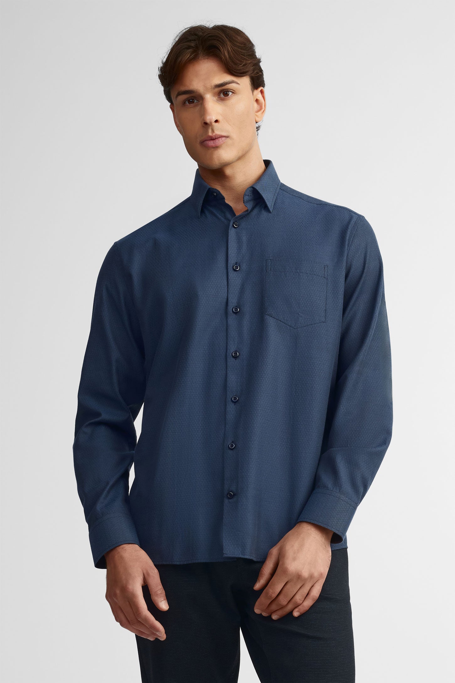 Chemise texturée coupe régulière - Homme && MARIN