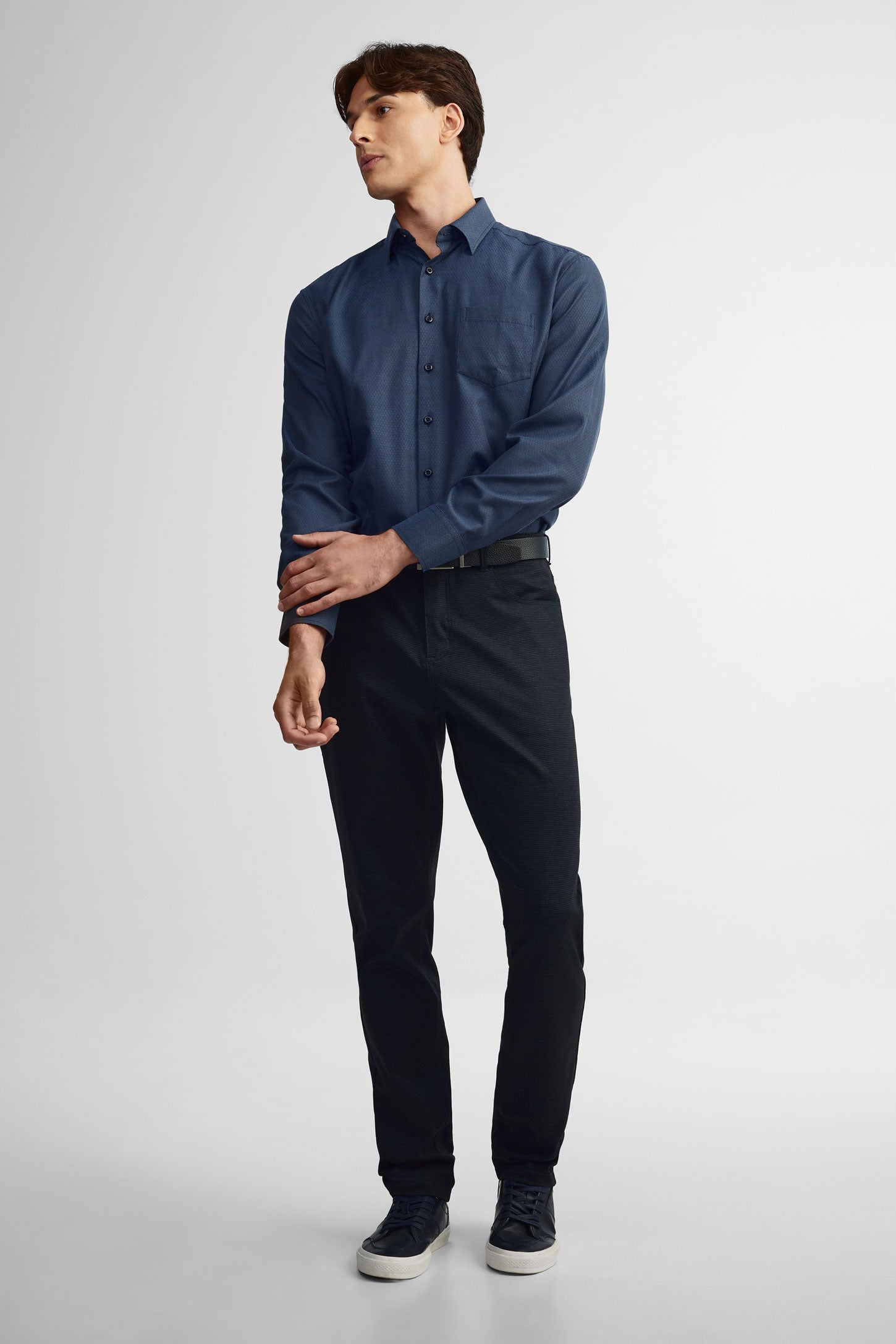 Chemise texturée coupe régulière - Homme && MARIN