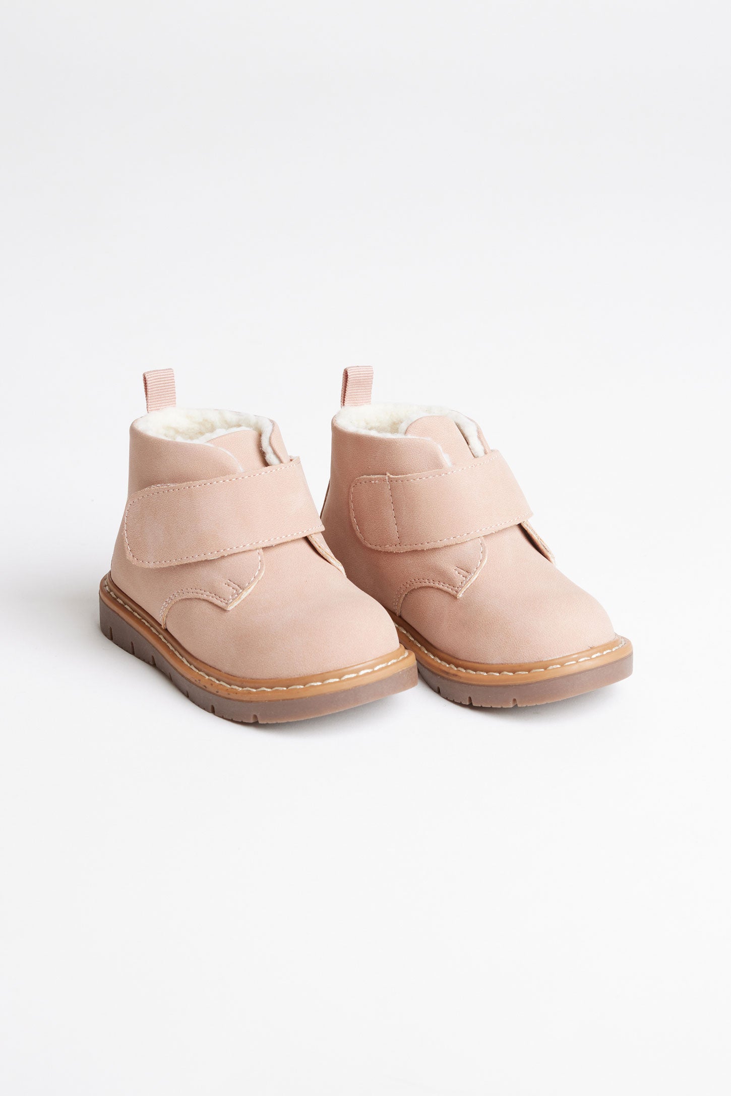 Bottillons en nubuck doublés sherpa - Bébé fille && ROSE CENDRE