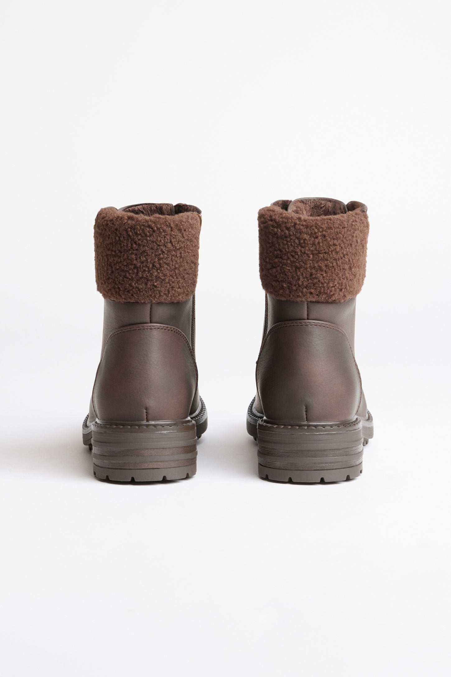 Bottillons militaires col en sherpa - Femme && MARRON