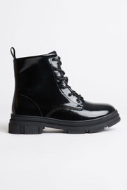 Bottillons militaires lustrés - Ado fille && NOIR