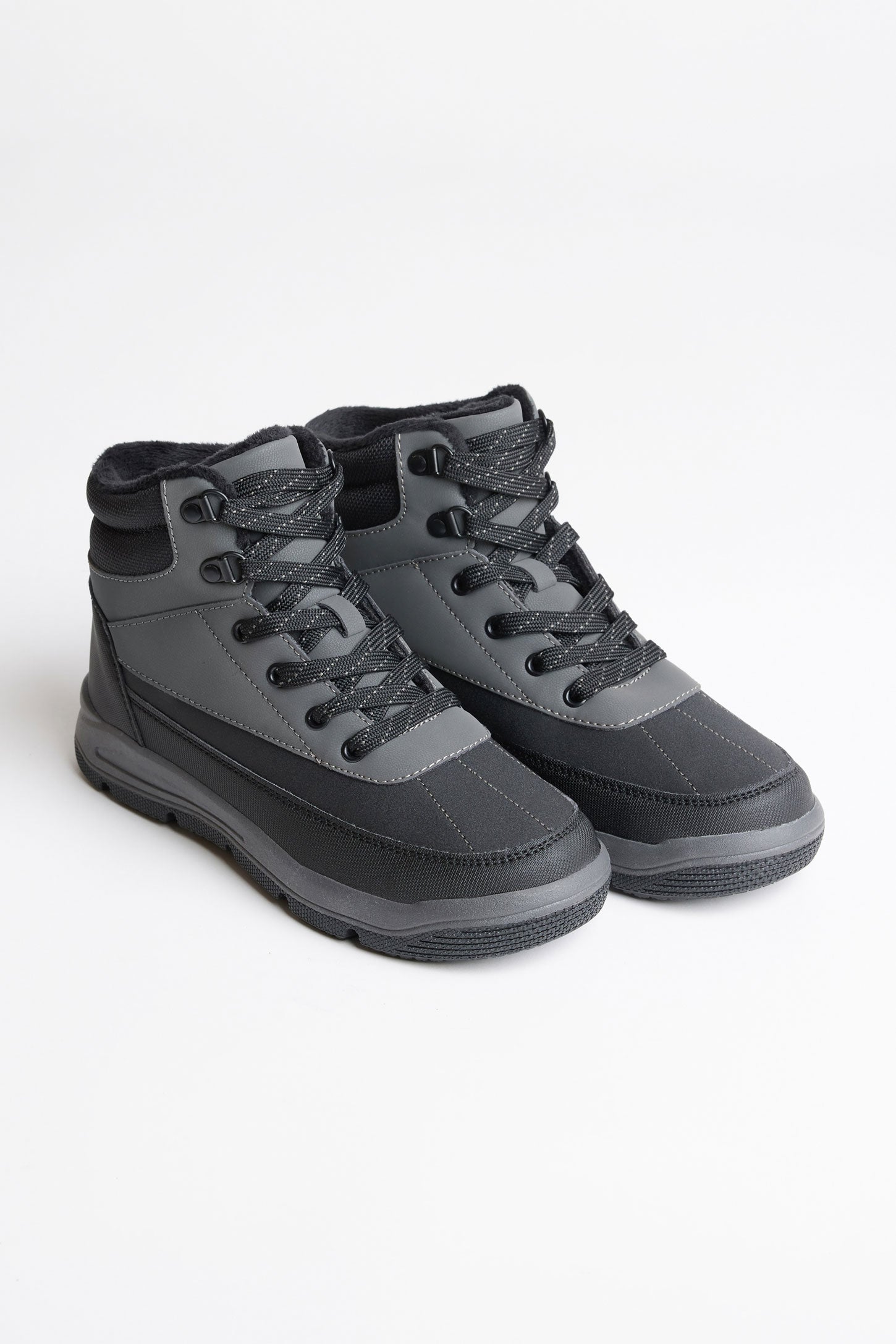 Bottillons cuir Nubuck doublés - Ado garçon && NOIR
