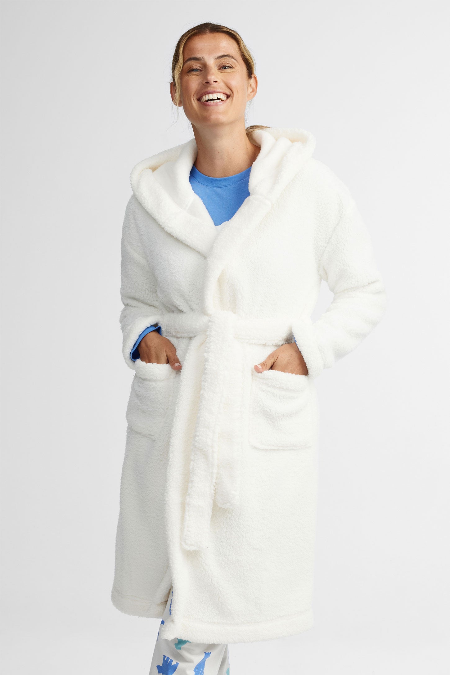 Robe de chambre en sherpa - Femme && BLANC