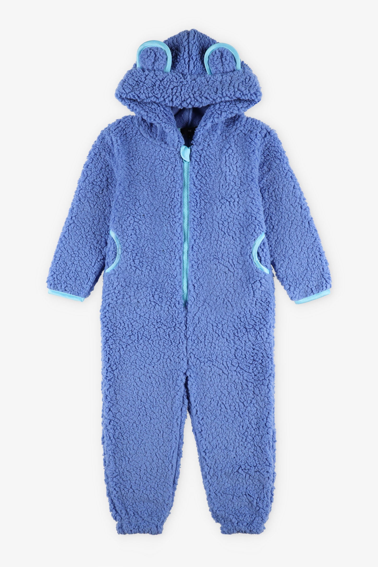 Pyjama 1-pièce à capuchon en sherpa - Enfant fille && BLEU