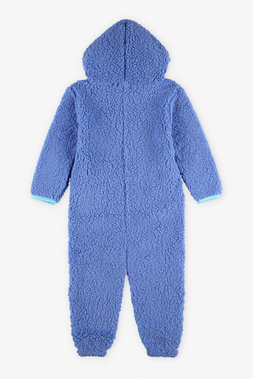 Pyjama 1-pièce à capuchon en sherpa - Enfant fille && BLEU