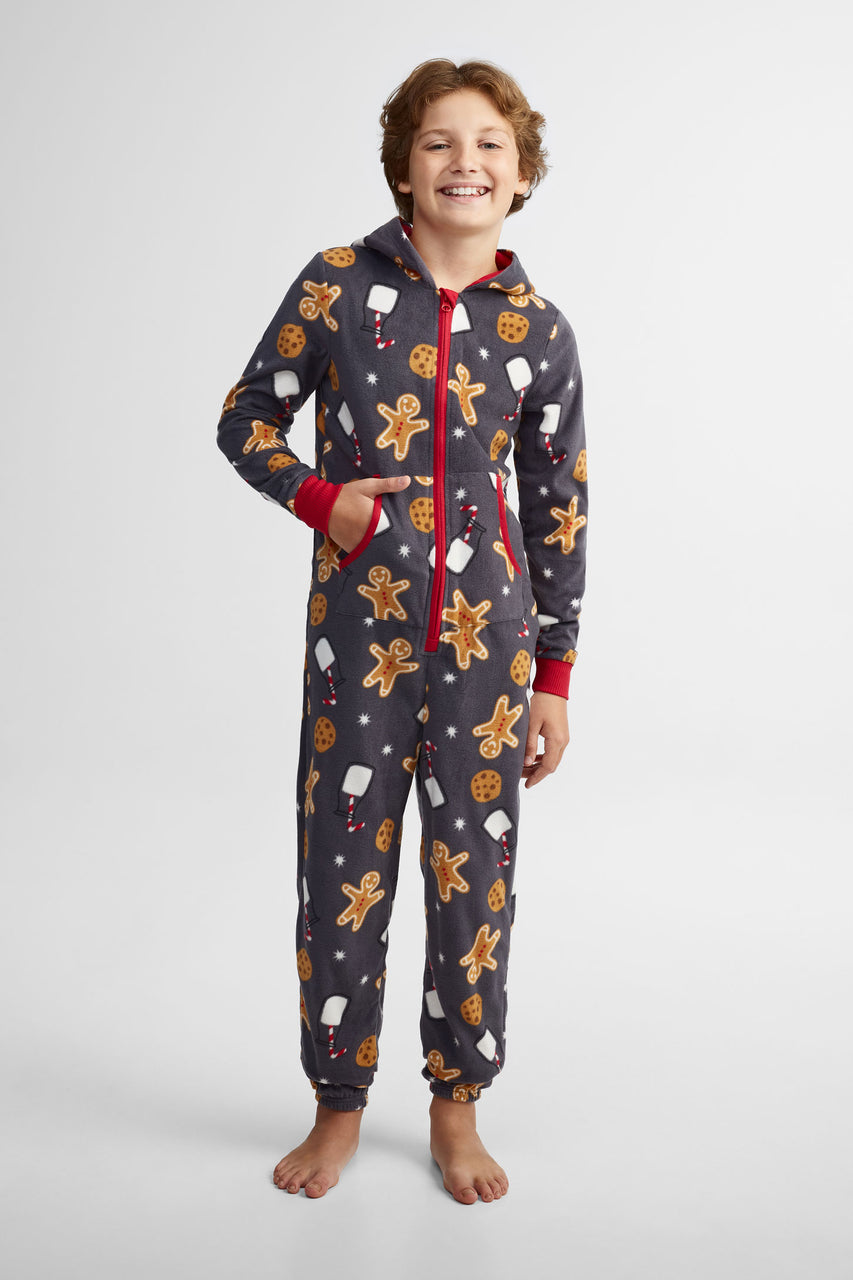 Pyjama 1-pièce à capuchon en micropolar Ado garçon