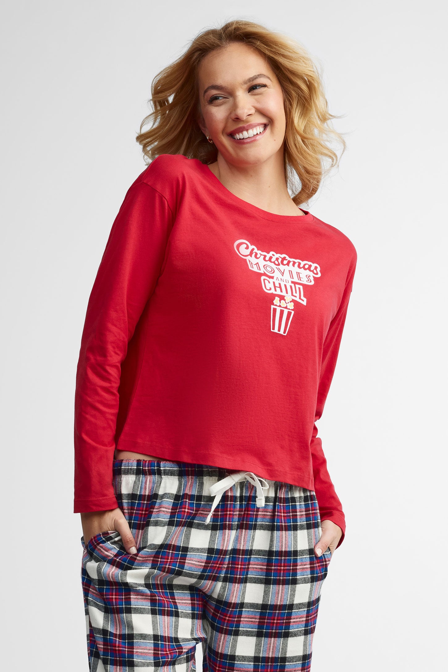 Chandail pyjama imprimé – Femme && ROUGE