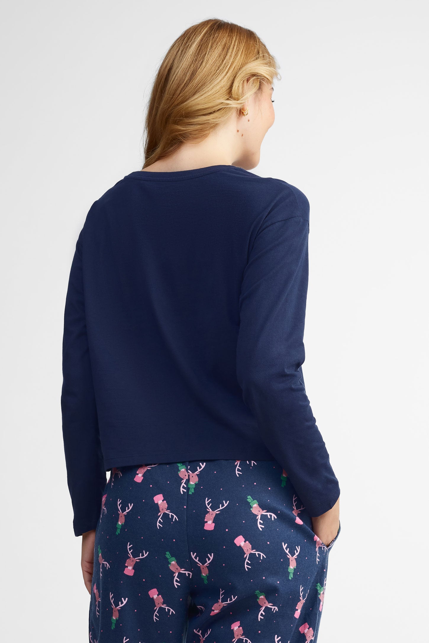 Chandail pyjama imprimé – Femme && BLEU MARINE