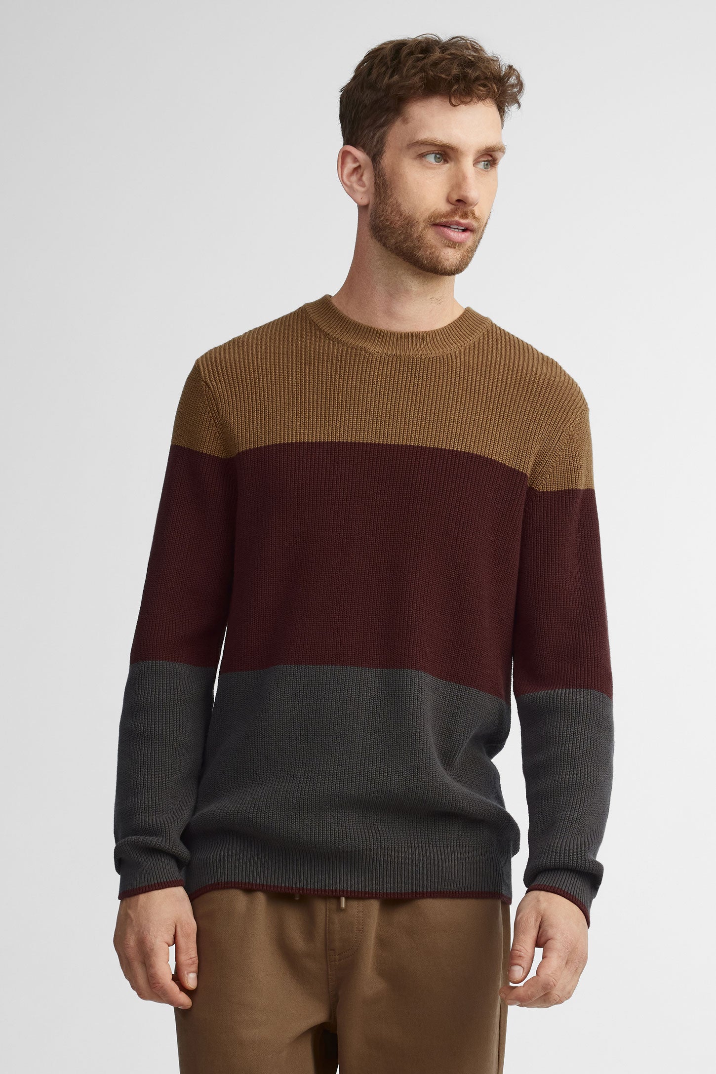 Chandail col rond tricot - Homme && BEIGE/MULTI