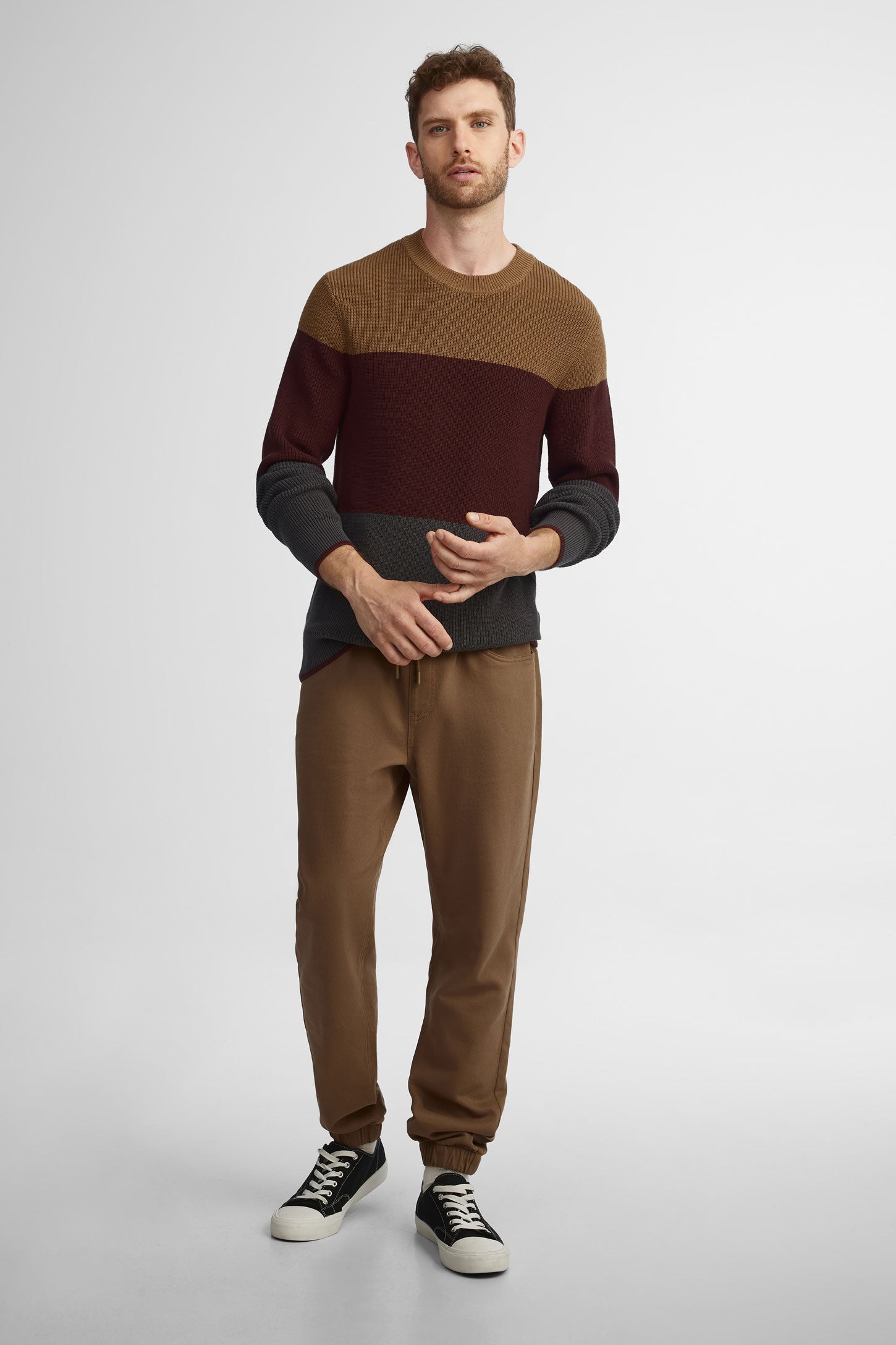 Chandail col rond tricot - Homme && BEIGE/MULTI