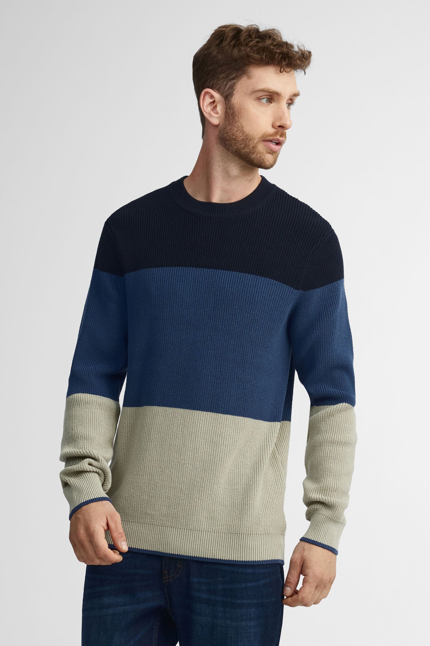 Chandail col rond tricot - Homme && MARIN/MULTI