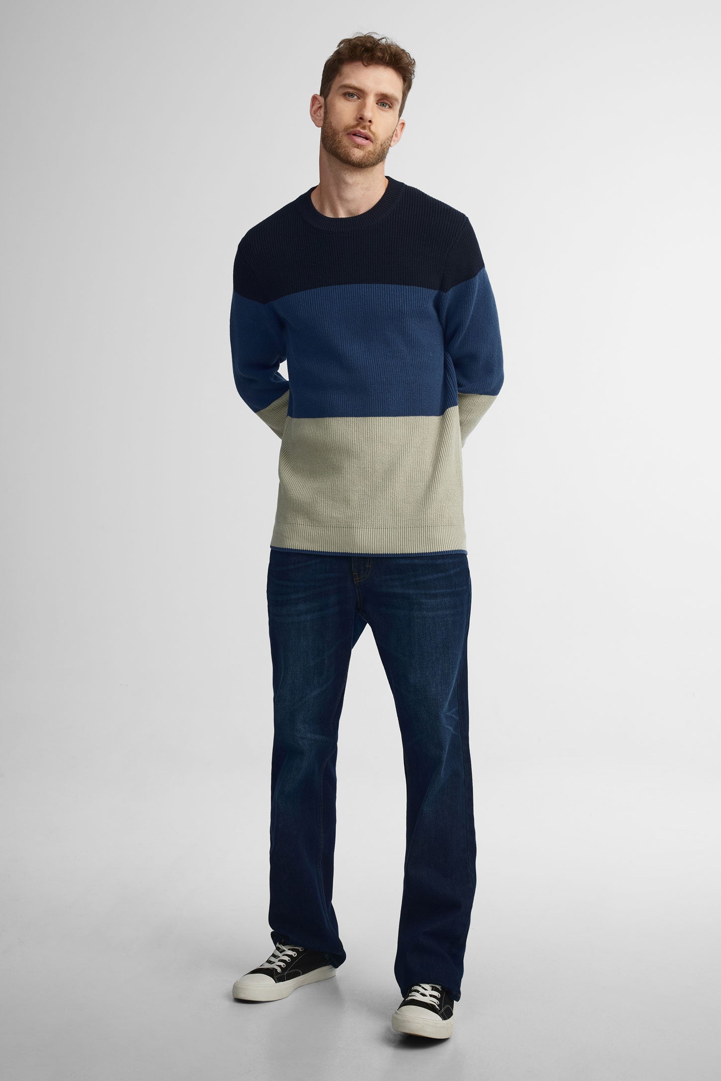 Chandail col rond tricot - Homme && MARIN/MULTI