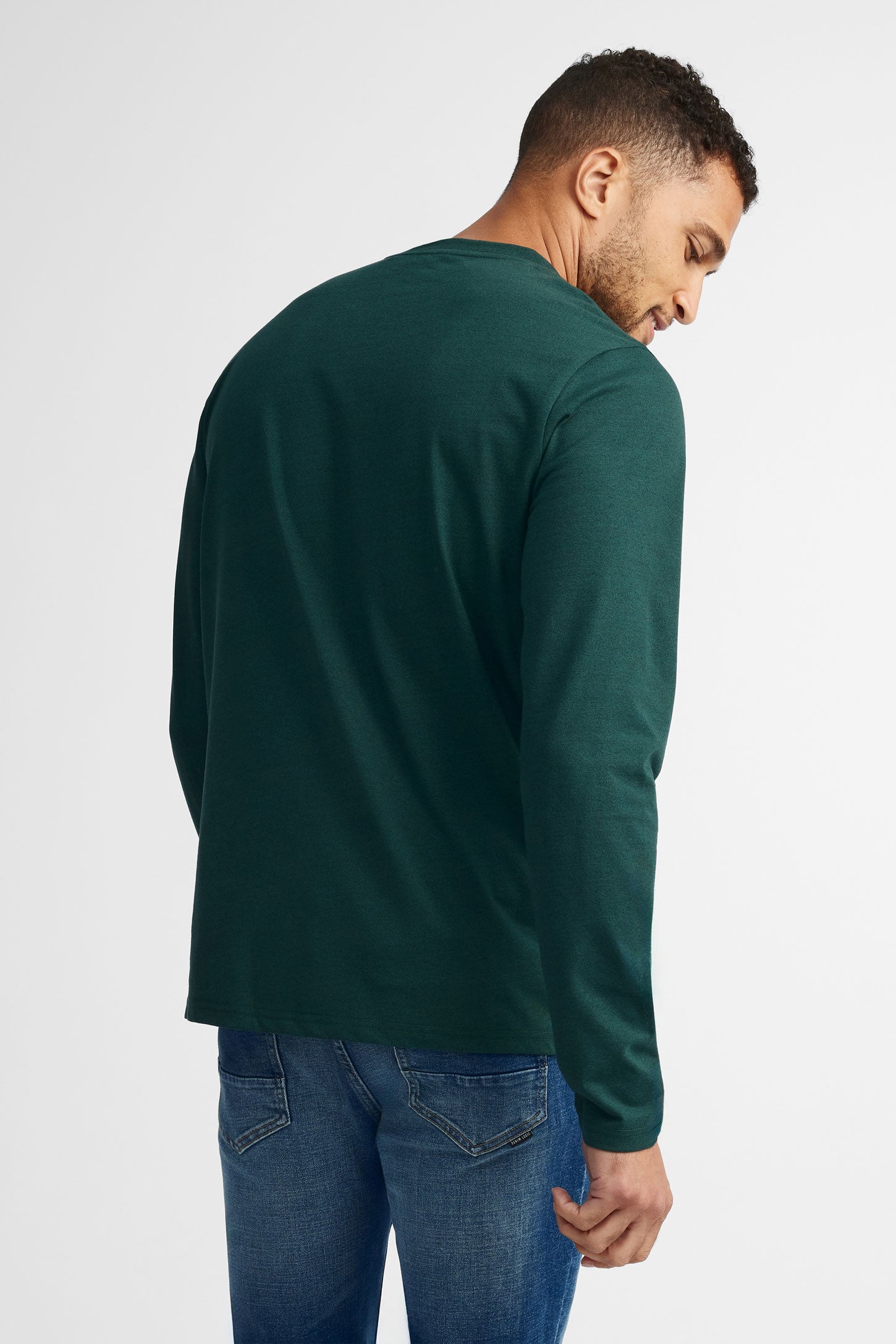 Chandail henley en coton - Homme && VERT/MULTI