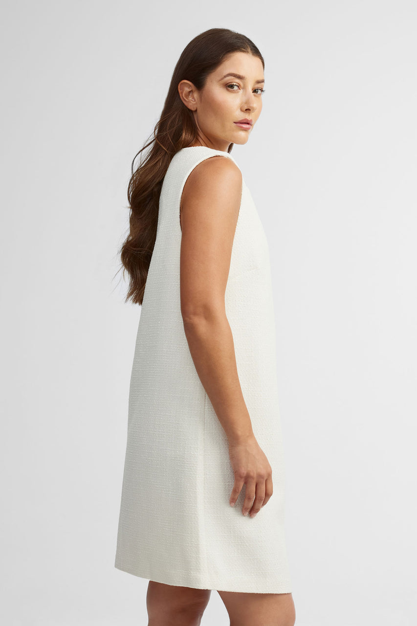 Robe sans manches tweed - Femme && BLANC MULTI