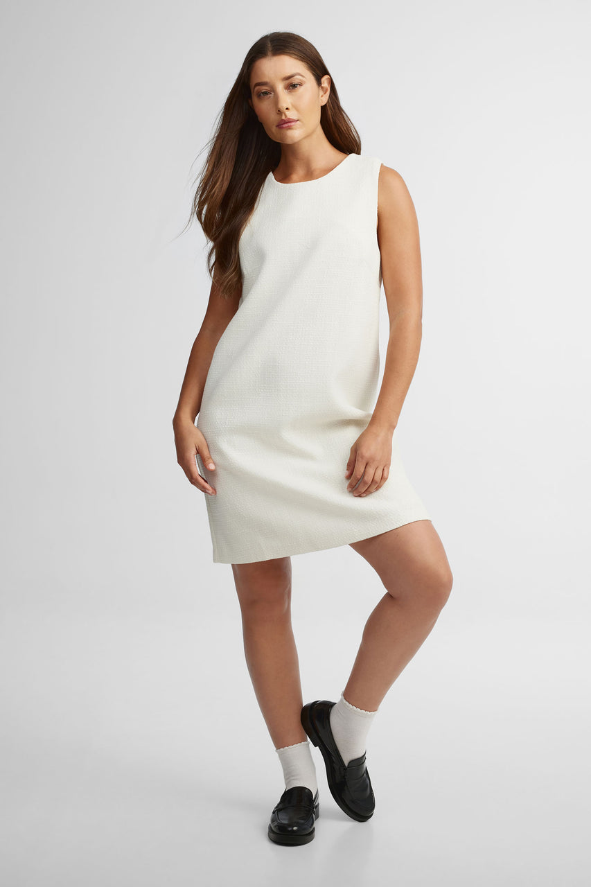 Robe sans manches tweed - Femme && BLANC MULTI