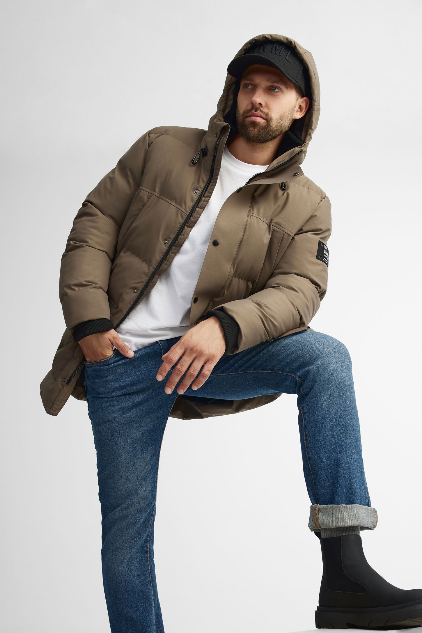 Manteau d'hiver parka matelassé - Homme && TAUPE
