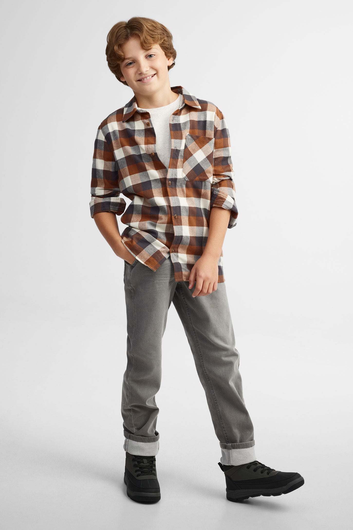Plaid flannel shirt Teenage boy – Aubainerie - Main Image