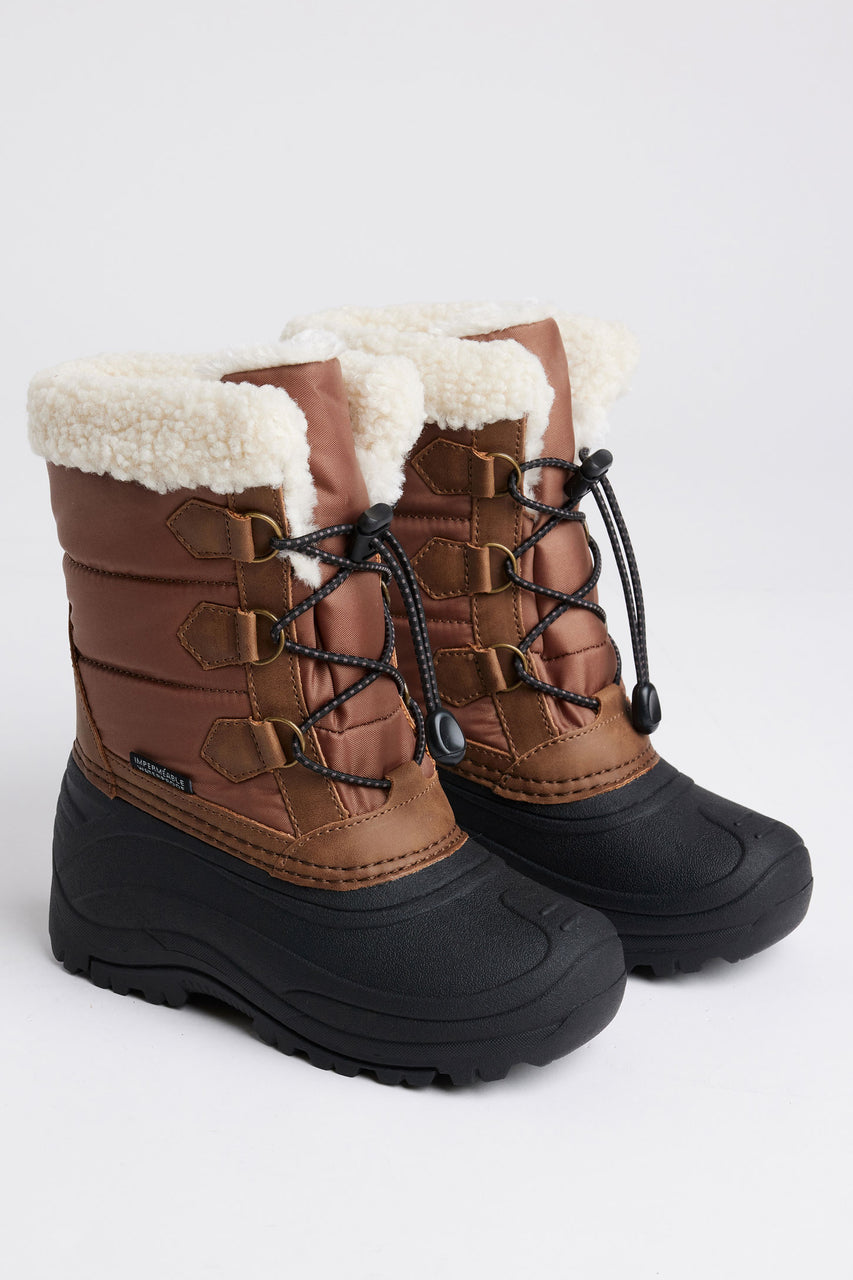 Waterproof Childrens Fur Lined Boots Apawwa Fur Lined Slip-On