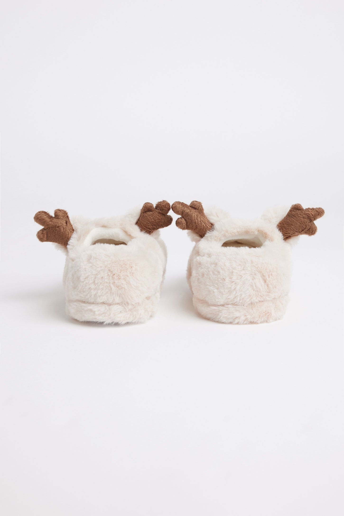 Pantoufles rennes de Noël en peluche - Enfant fille && IVOIRE