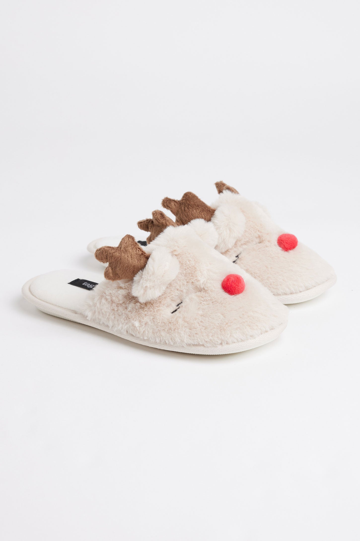 Pantoufles rennes de Noël - Ado fille && IVOIRE