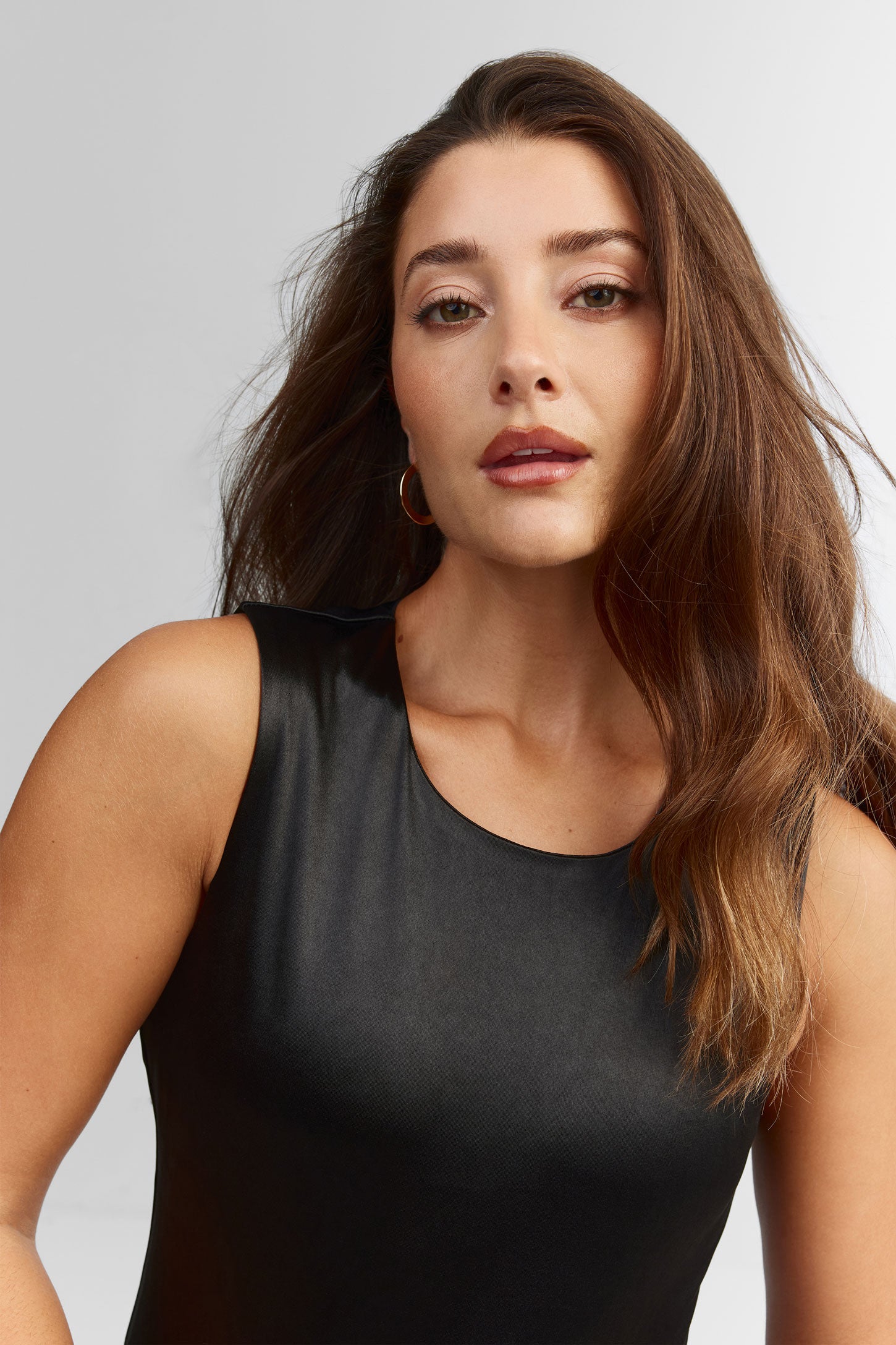 Justaucorps camisole satinée - Femme && NOIR