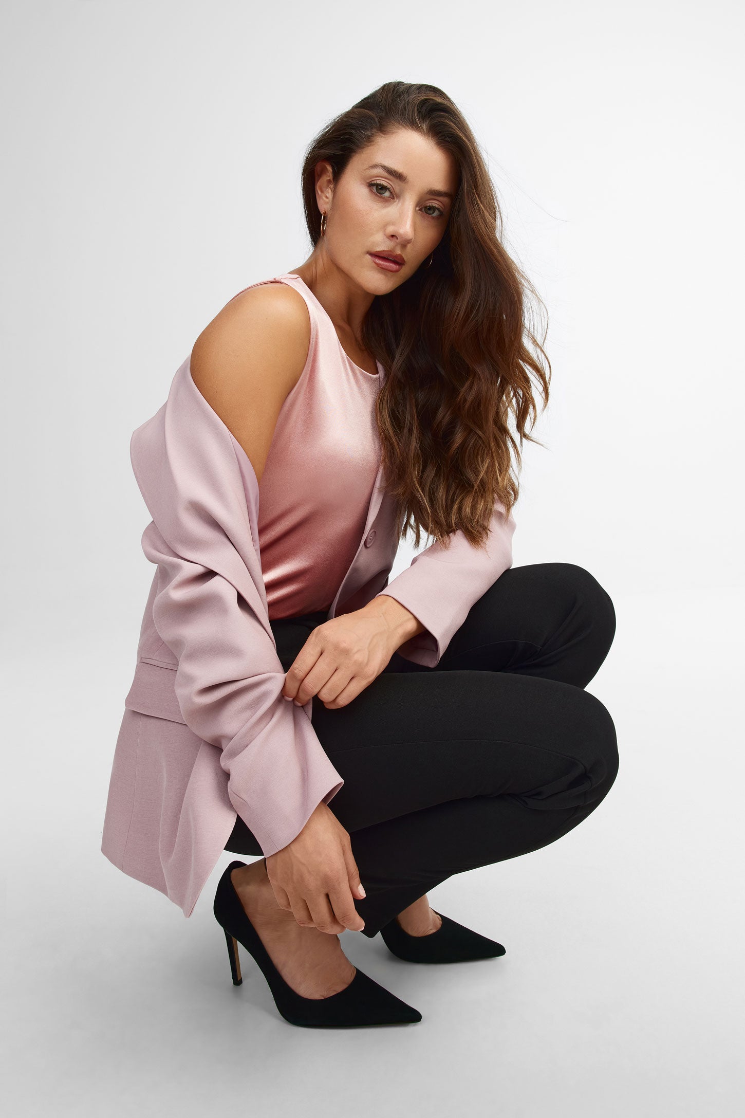 Justaucorps camisole satinée - Femme && ROSE