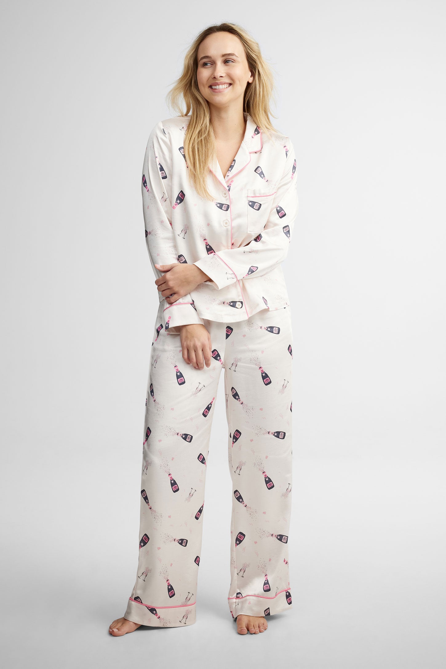 Pyjama 2-pièces satin - Femme && ROSE PALE