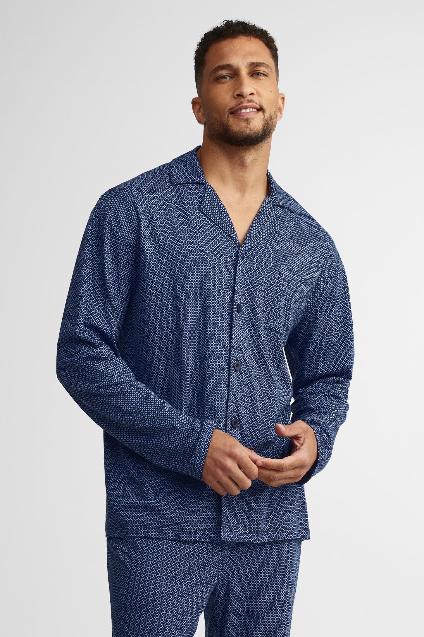 Athena - Pyjama Homme En Gaze De Coton - Haut Manches Longues Et Pantalon à Cordon - Confortable Et Stylé Pour L'été