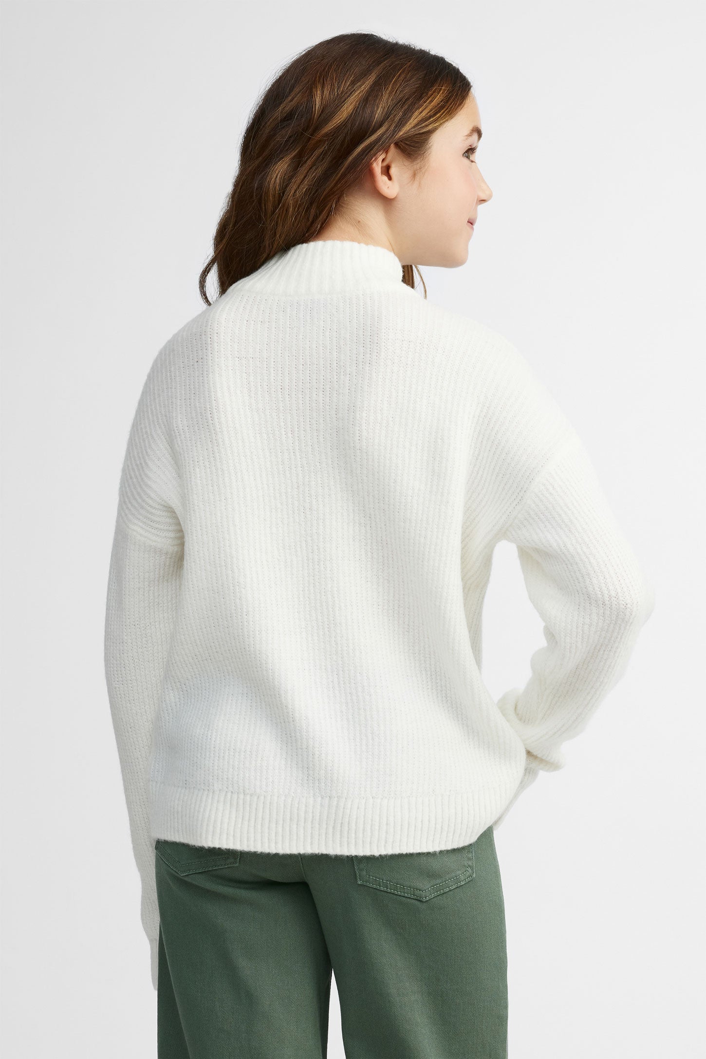 Chandail col montant en tricot - Ado fille && BLANC CASSÉ