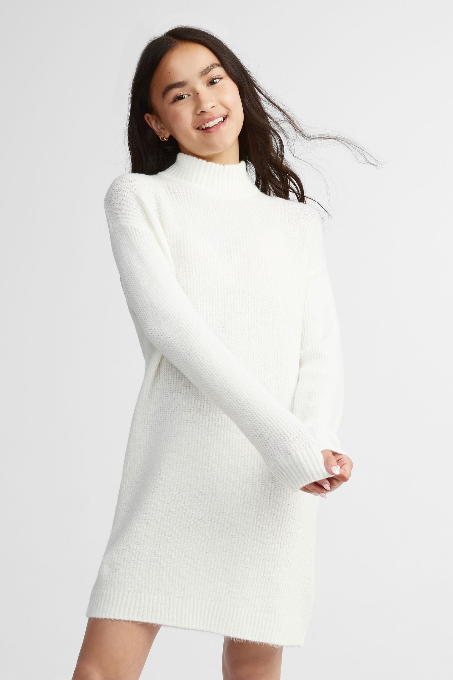 Mock neck knit sweater dress Teenage girl – Aubainerie