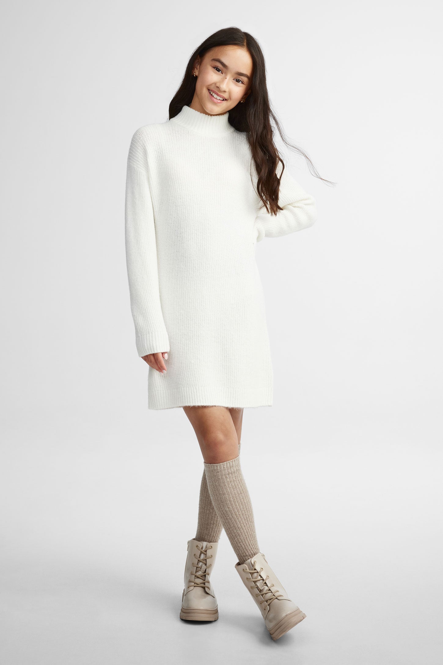 Mock neck knit sweater dress Teenage girl – Aubainerie