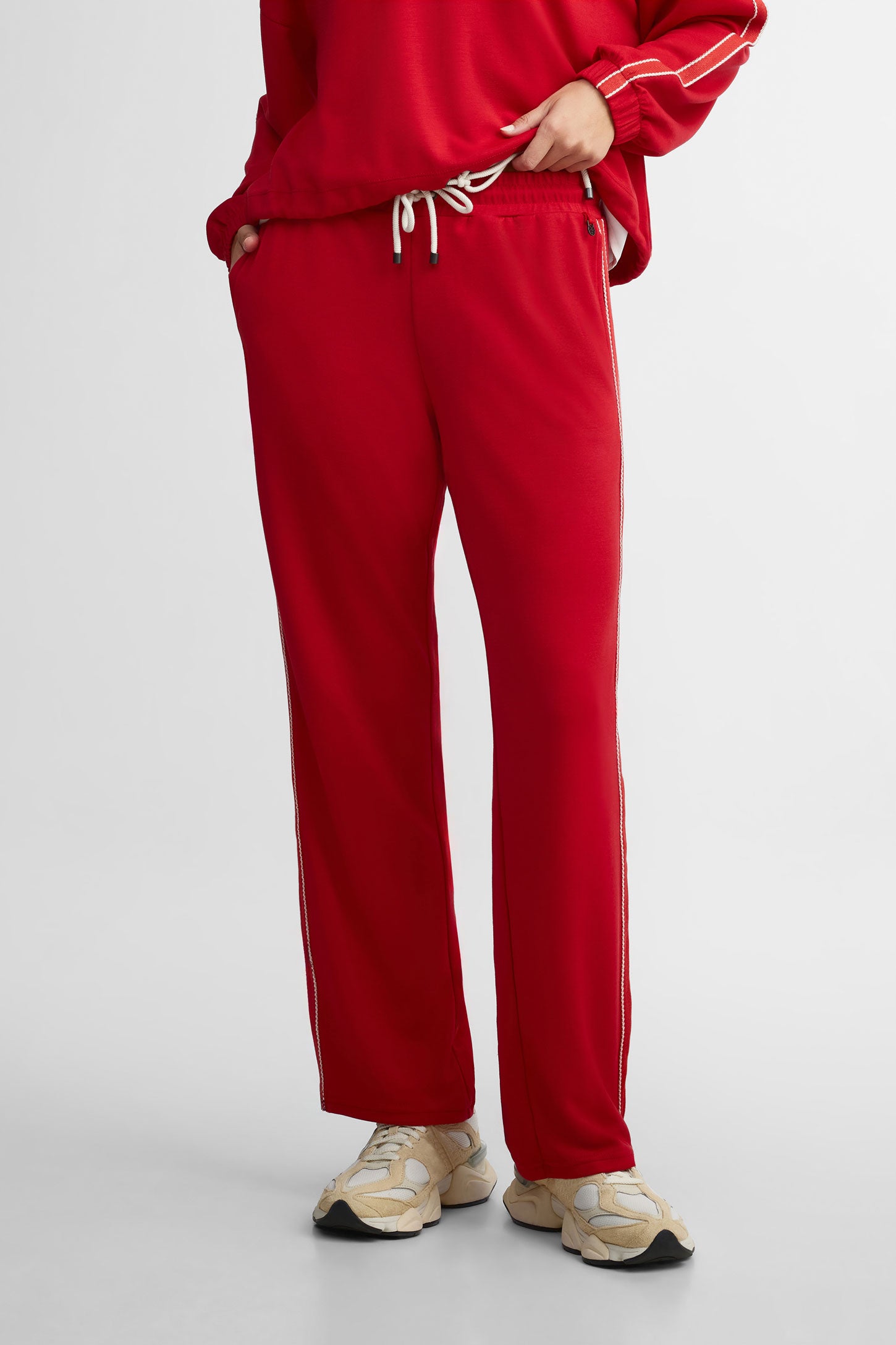 Pantalon jogger jambe droite modal - Femme && ROUGE