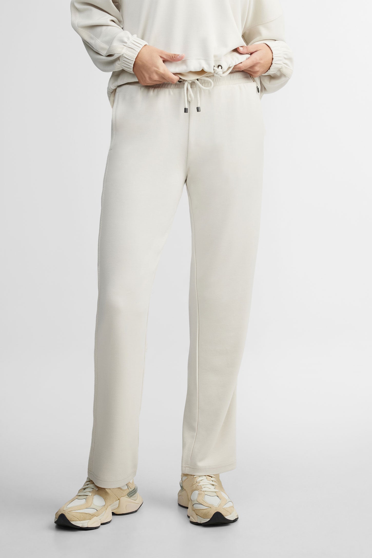 Pantalon jogger jambe droite modal - Femme && BEIGE