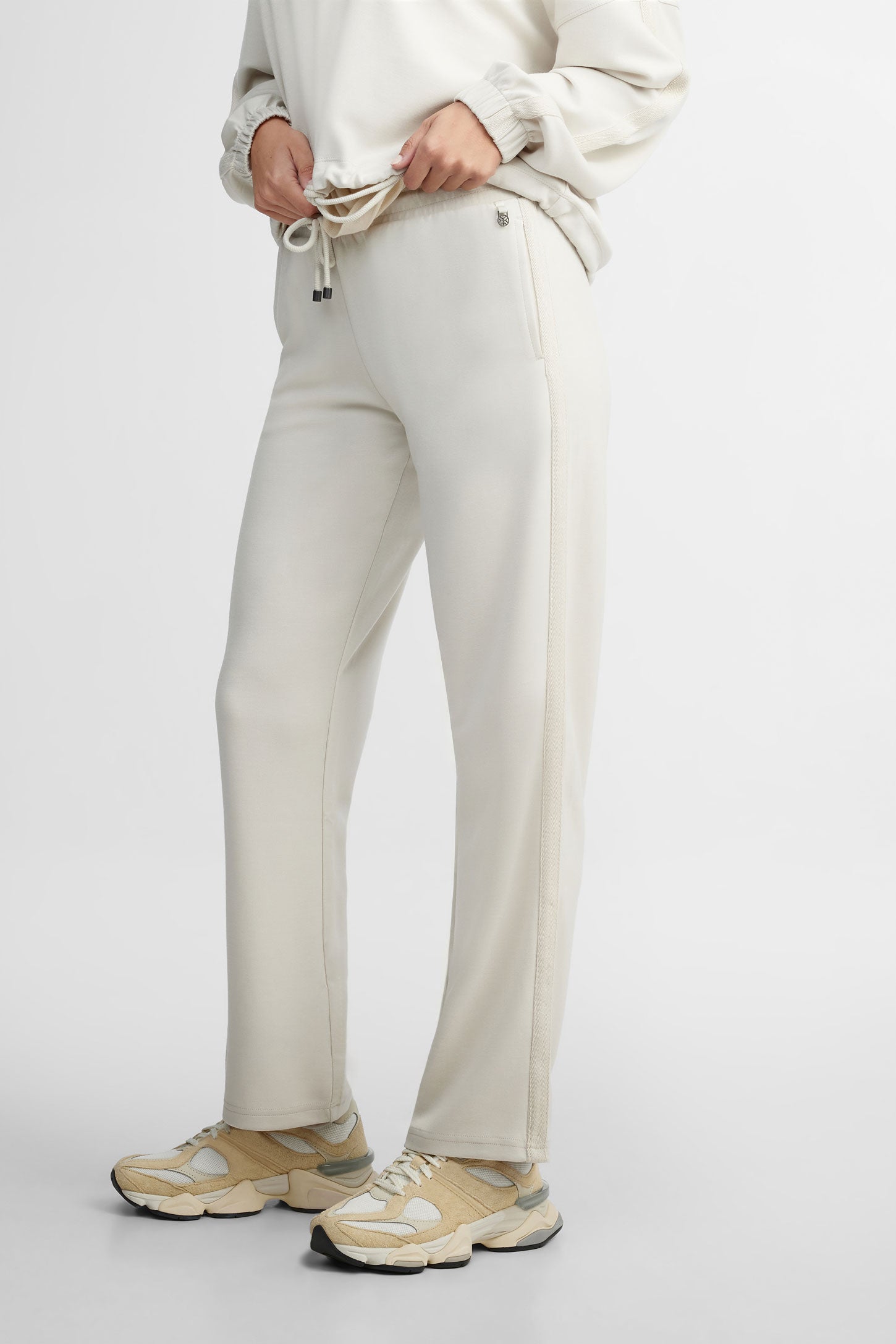 Pantalon jogger jambe droite modal - Femme && BEIGE