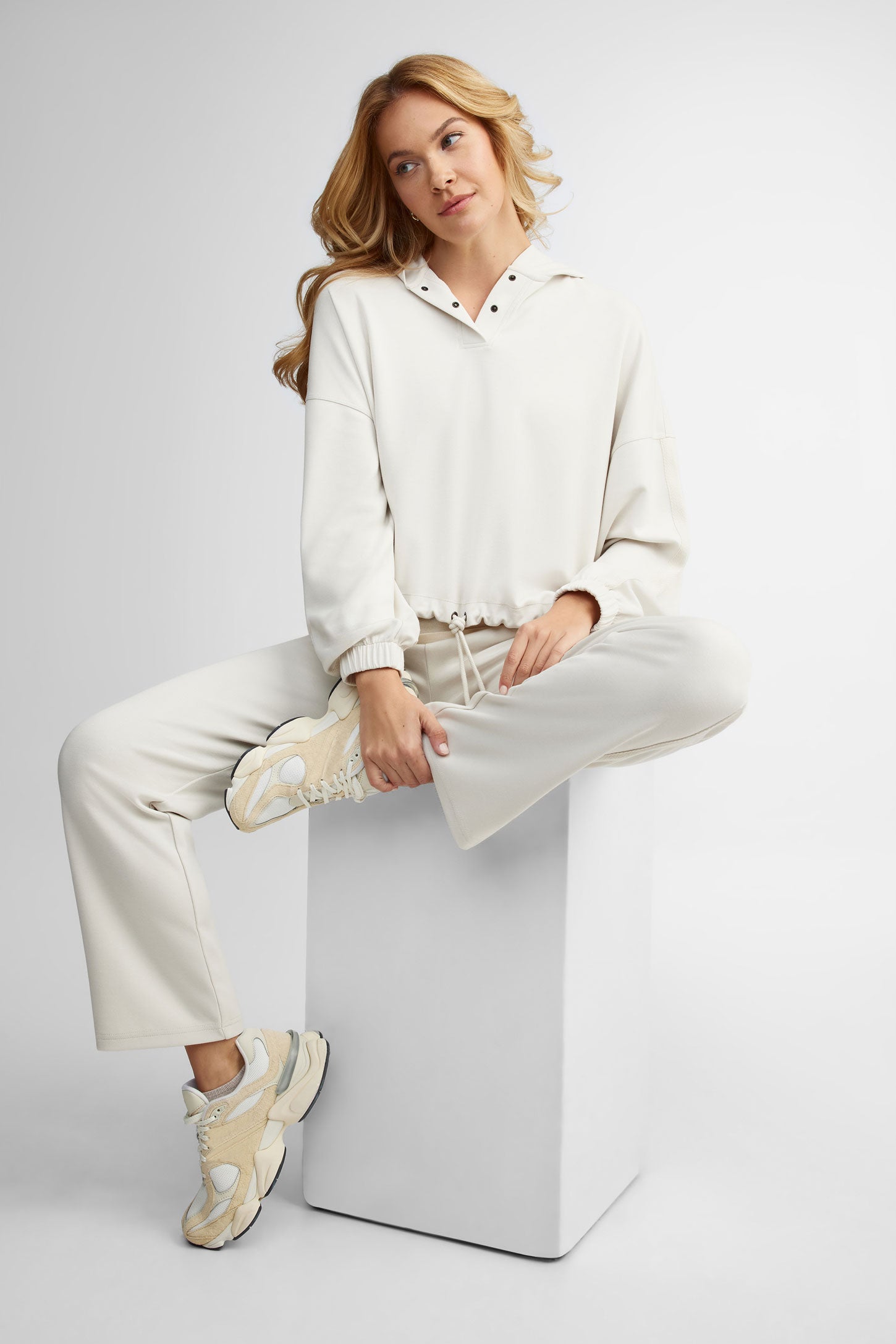 Pantalon jogger jambe droite modal - Femme && BEIGE