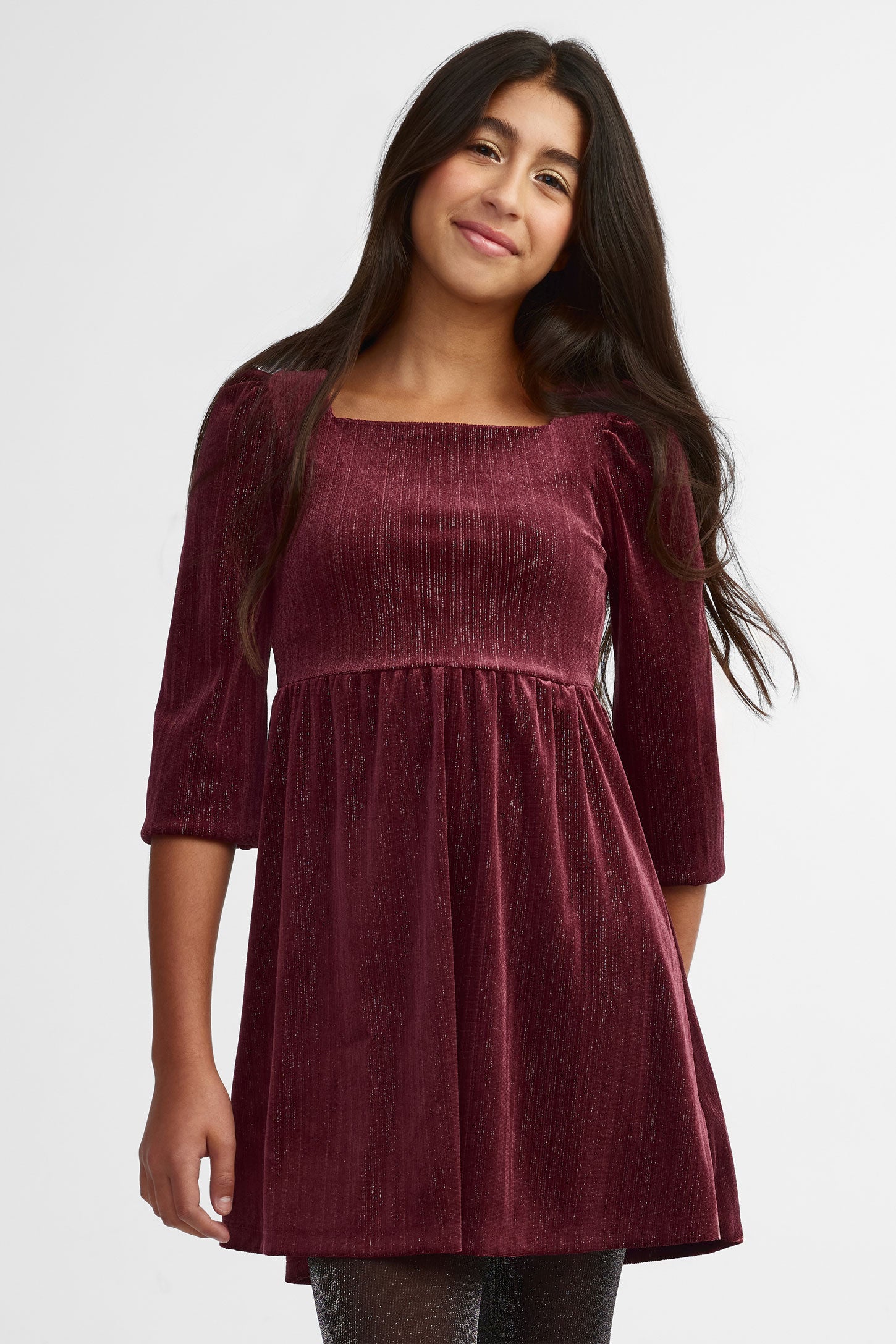Robe patineuse en velours - Ado fille && BOURGOGNE