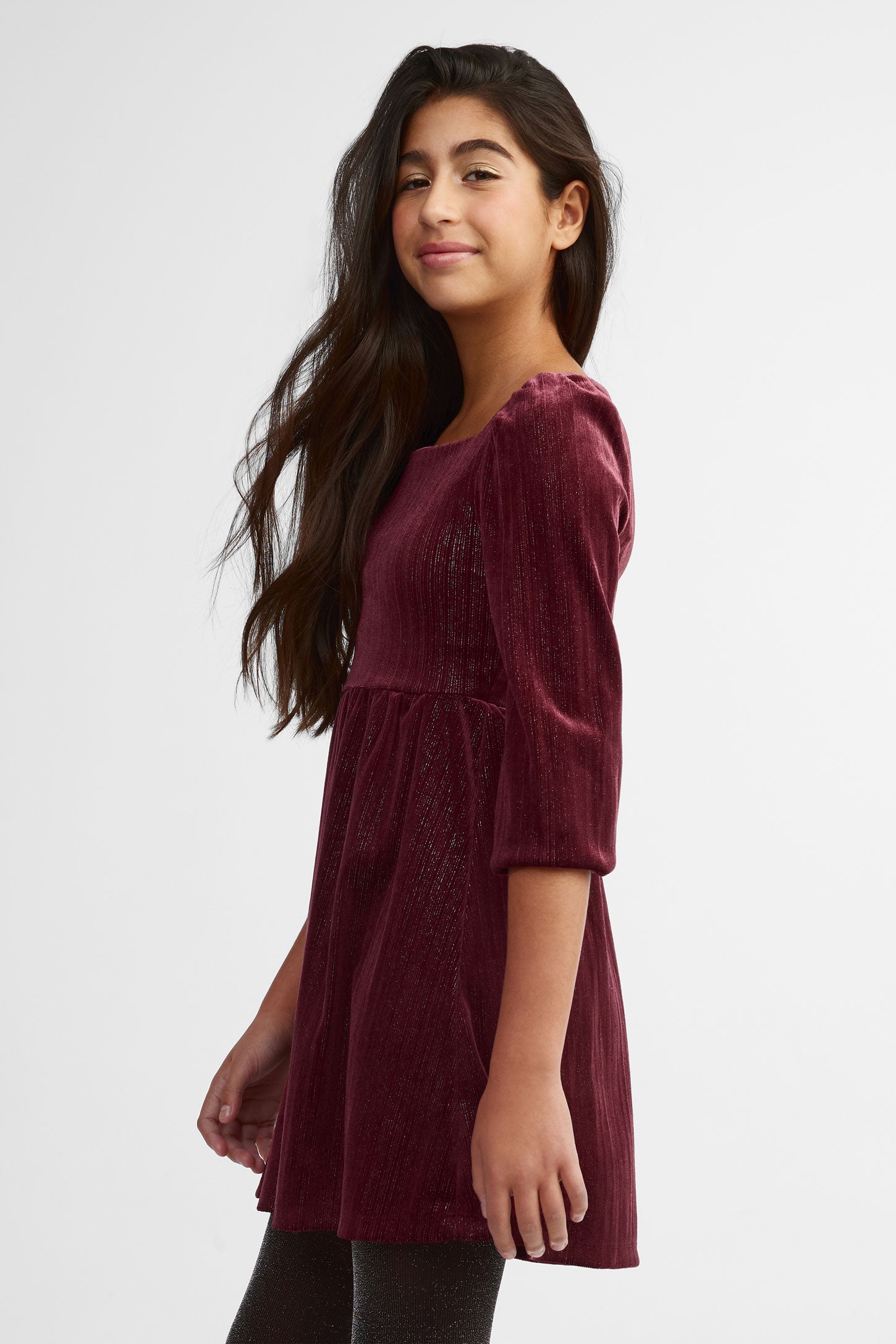 Robe patineuse en velours - Ado fille && BOURGOGNE
