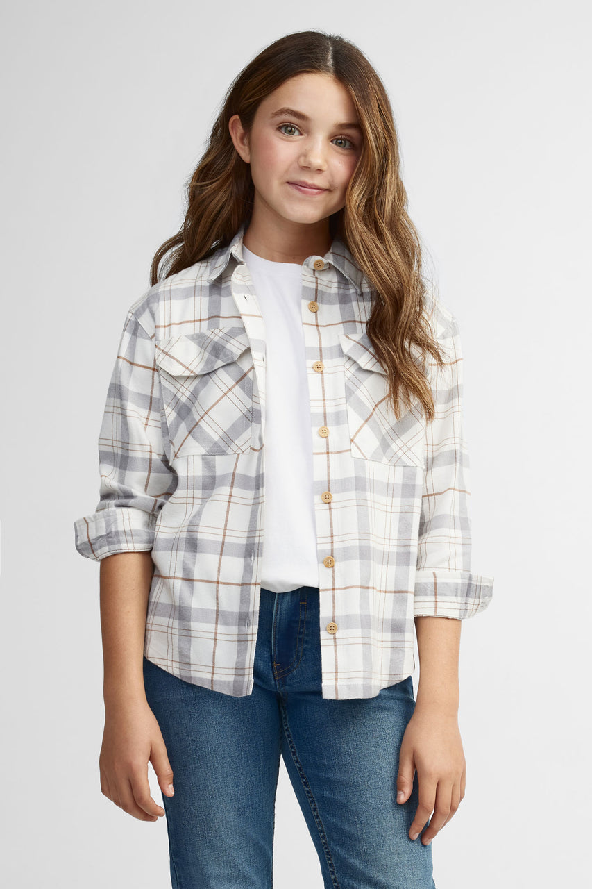 Carreaux Chemise De Fille Surchemise à Carreaux Bleue Et Blanche