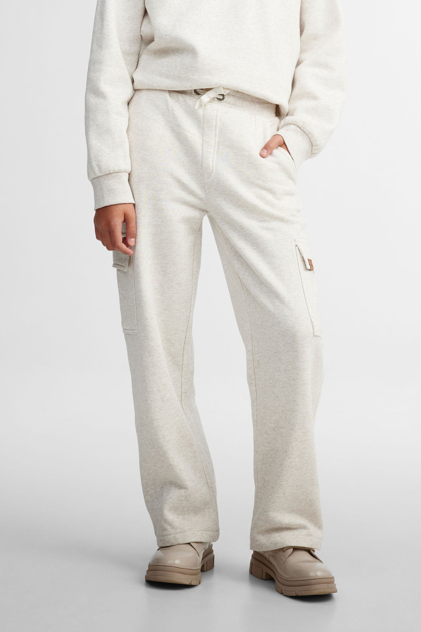 Pantalon coton ouaté jambe large cargo Ado fille – Aubainerie