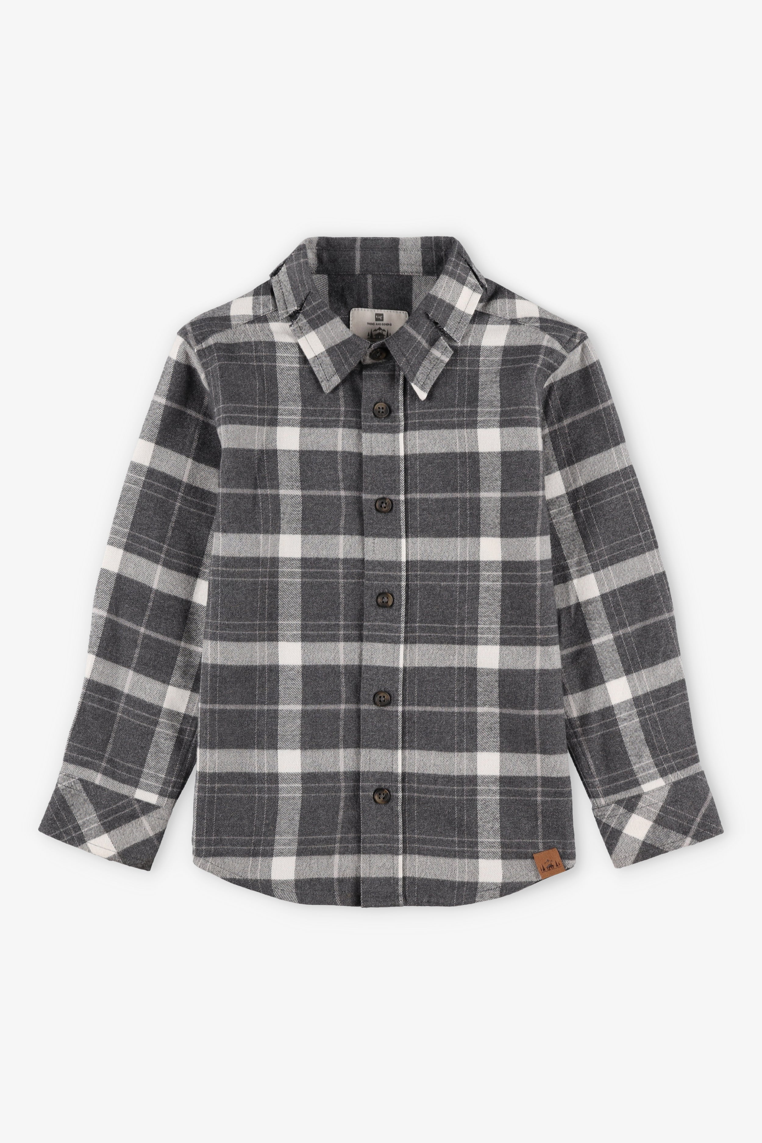 Chemise à carreaux en flanelle - Enfant garçon && GRIS MIXTE