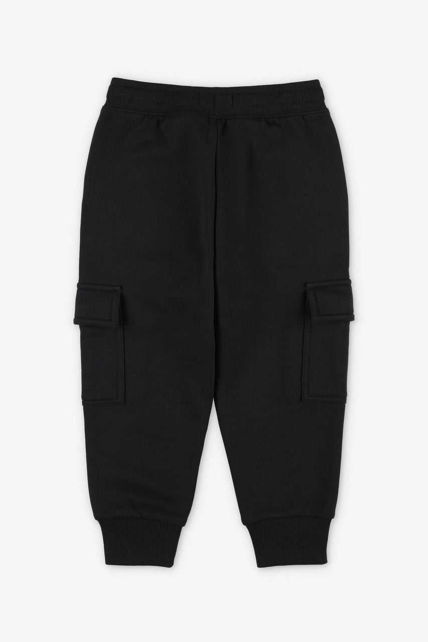 Pantalon jogger cargo coton ouaté - Enfant garçon && NOIR