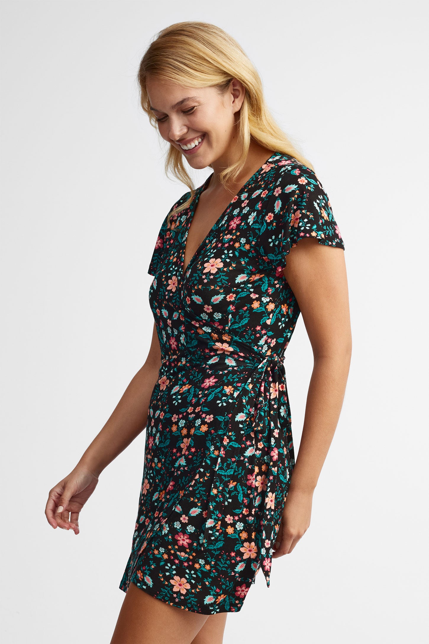 Robe couvre-maillot courte – Femme && NOIR/MULTI