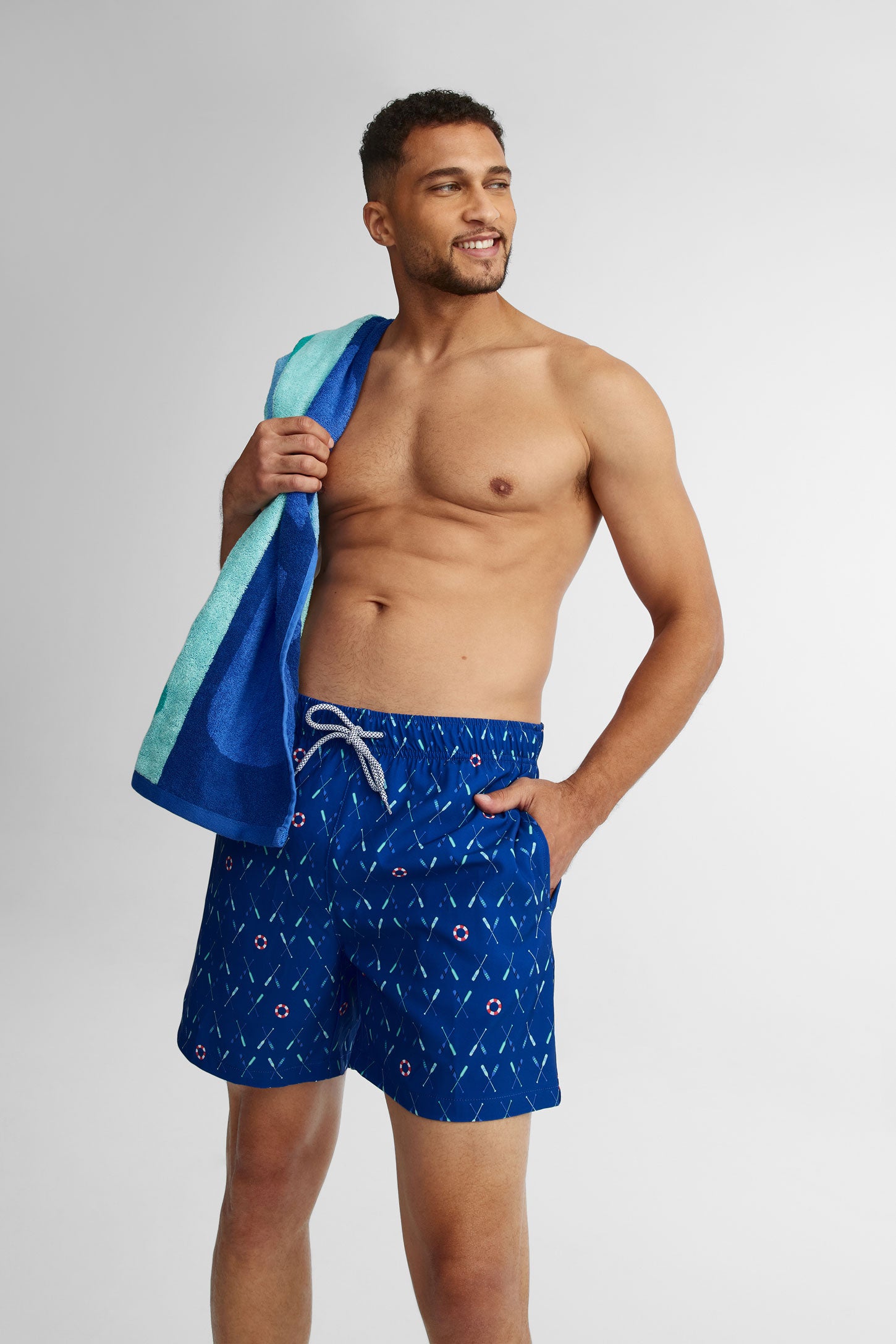 Short maillot de bain extensible - Homme && BLEU MULTI