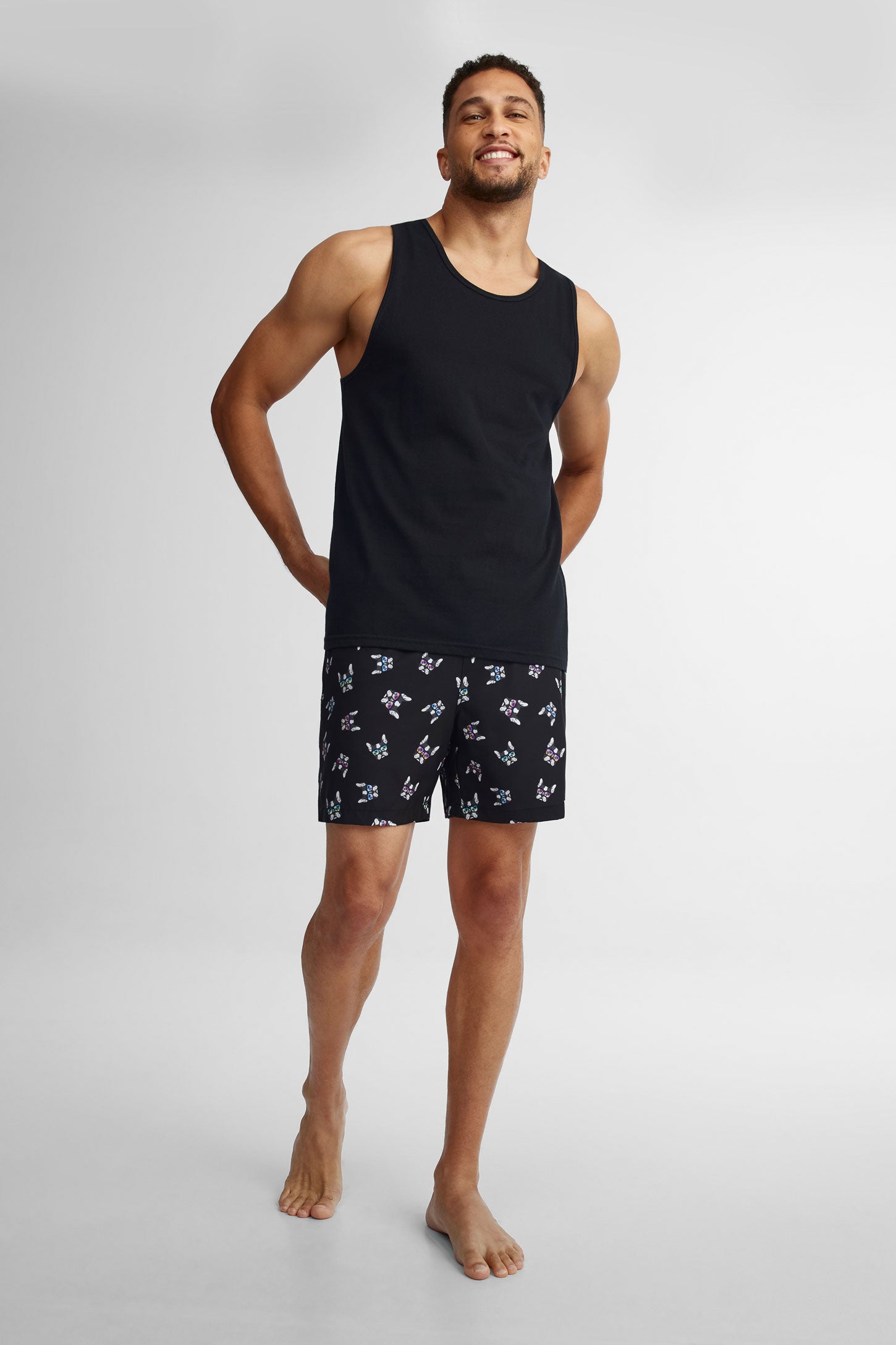 Short maillot de bain extensible - Homme && NOIR/MULTI