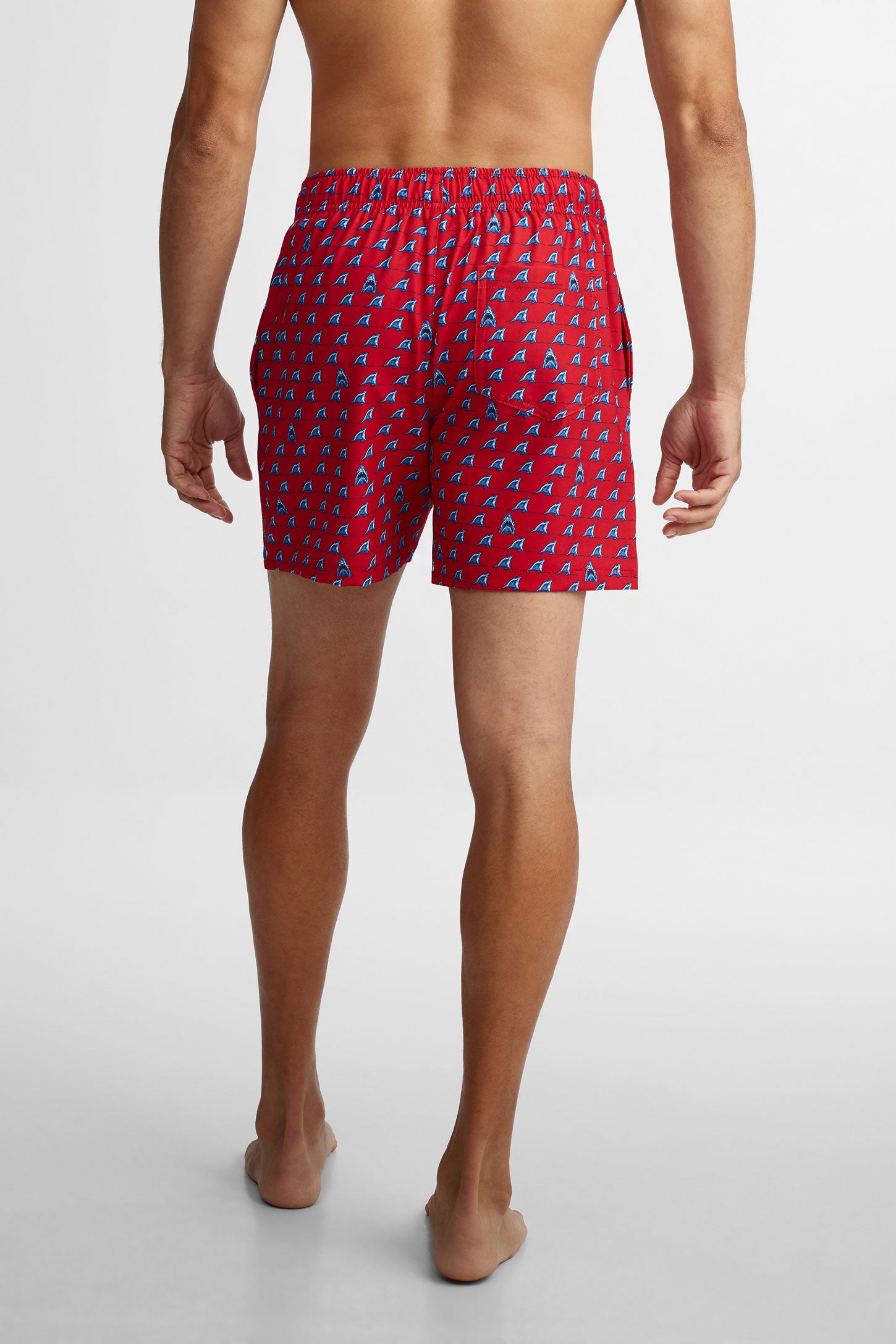 Short maillot de bain extensible - Homme && ROUGE/MULTI