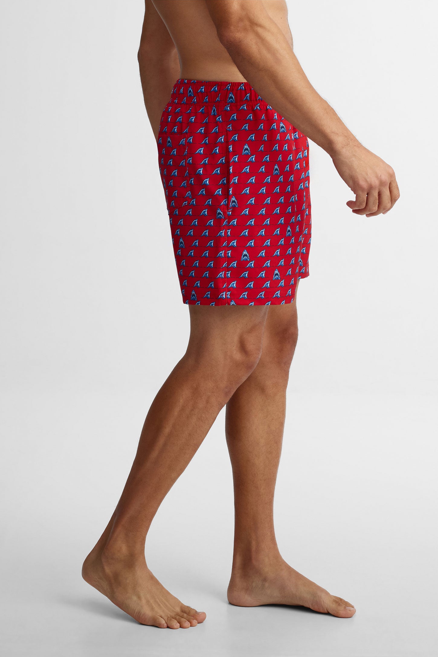 Short maillot de bain extensible - Homme && ROUGE/MULTI